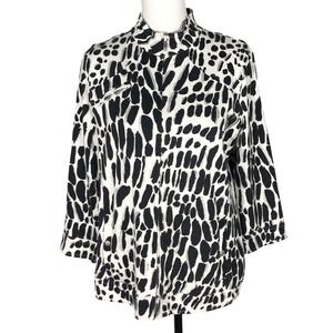Zenergy By Chico's Jacket Animal Print Black/ White Full Zip Women's Size‎ 1